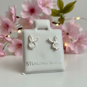 Sterling Silver Bunny Rabbit Stud Earrings 925 Petite Animal 0.25” NEW